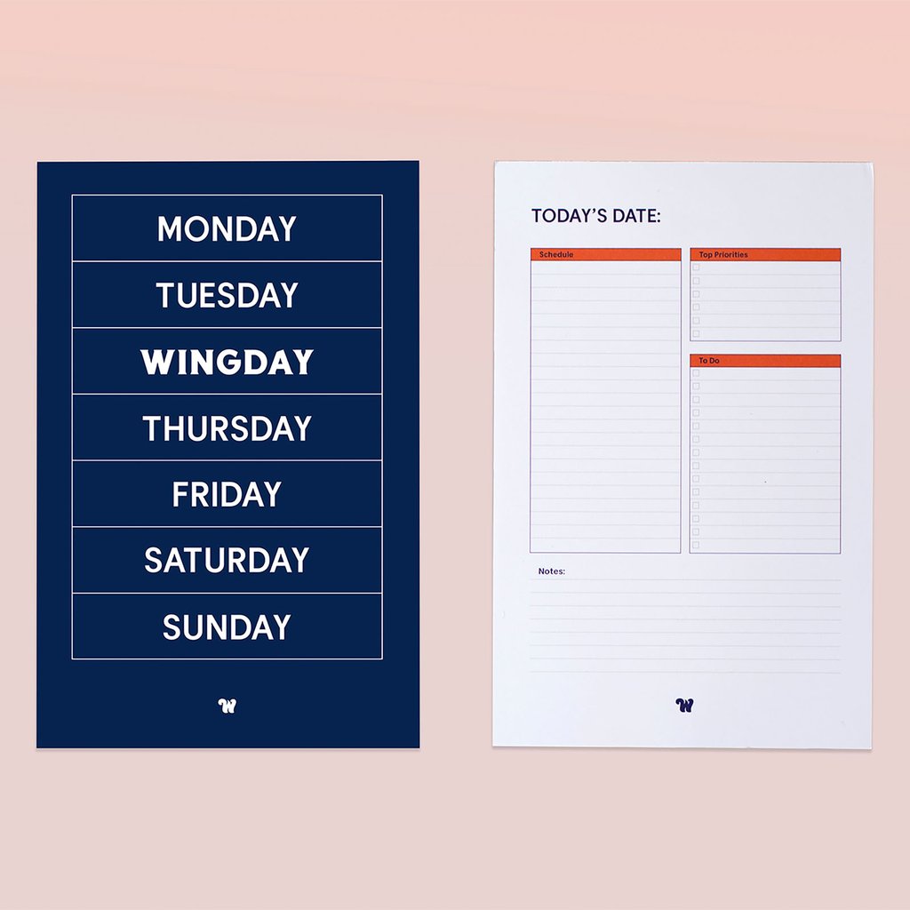 Monday Tuesday Wingday Planner