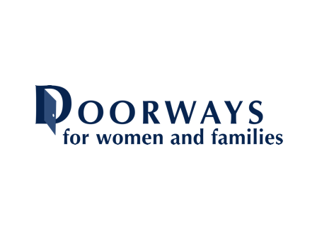 A D with an open door in it and the text: doorways for women and families