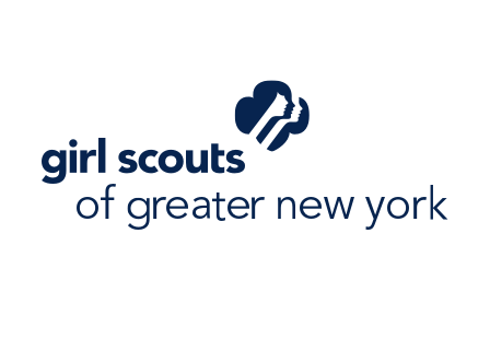 The text: girl scouts of great new york with outlines of girls faces above