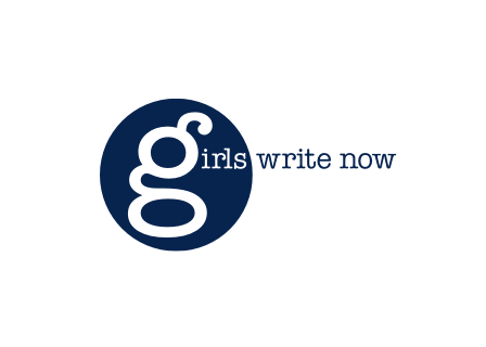 Large g in a circle with text that says girls write now