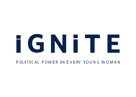 The text: ignite political power in every young woman